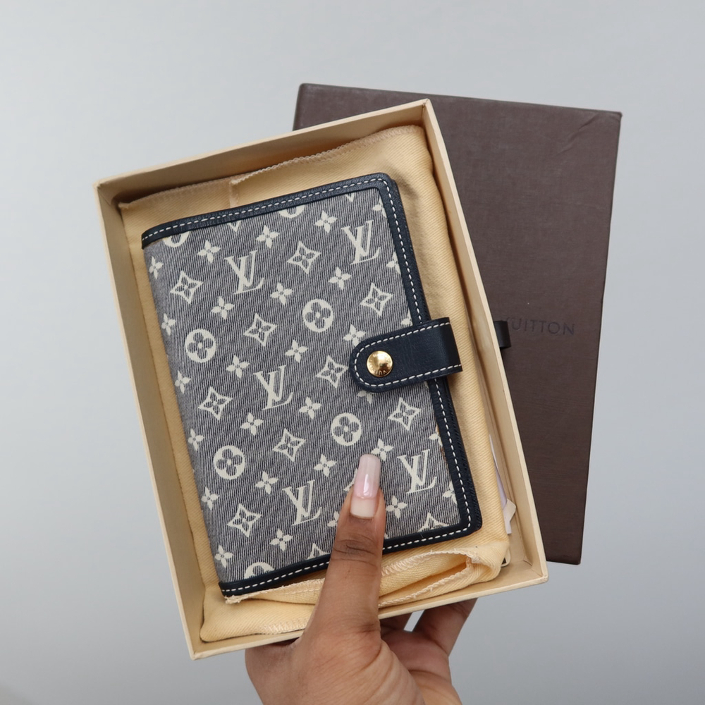 Louis Vuitton Mini Lin Navy Agenda PM EXCELLENT